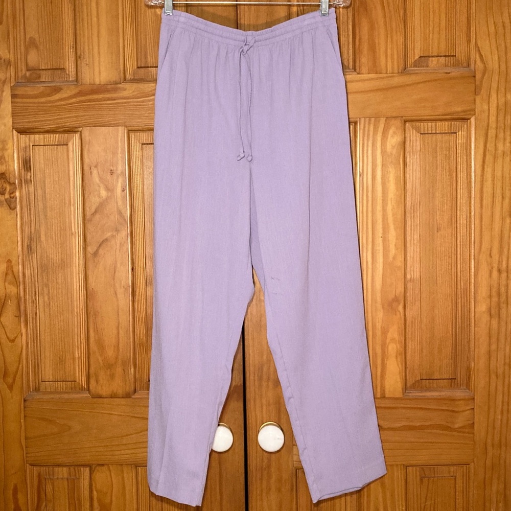 NWOT Alfred Dunner Petite Vintage 80s 90s Crinkle Pull On Pants Purple Size 12P